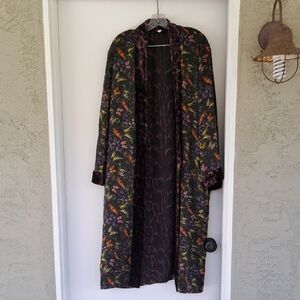 Johnny Was Workshop Silk Brown & Black Velvet Butterflies Long Kimona Size Large